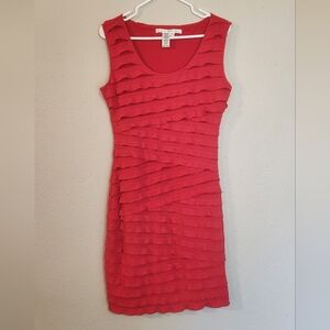Max Studio Red Bodycon Ruffled Dress Size M